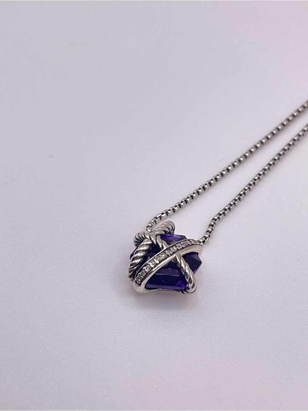 David Yurman Cable Wrap Necklace with Amethyst and Diamonds - Picture 5 of 9